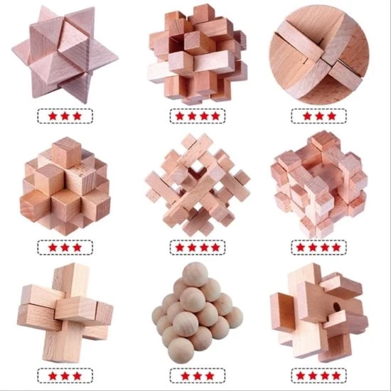 ICollection IQ Puzzel 3D - Hout - 9 Verschillende Hersenkrakers 7 ICollection IQ Puzzel 3D - Hout - 9 Verschillende Hersenkrakers - Afbeelding 5
