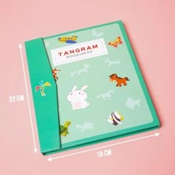 Seizoenstunter Tangram Puzzel Magnetisch Voor Peuters En Kleuters - Educatief - Puzzelboek - Magneetboek - Houten Vormenpuzzel - 96 Puzzels - Groen