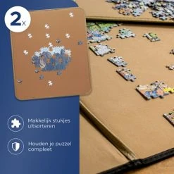 Just4Fun Puzzelmat Voor 800 - 1000 - 1250 Stukjes - 49cm X 85cm Puzzelbord - Puzzelmap Opbergsysteem Voor Legpuzzel Met Organiseer Vakjes - Portapuzzle -Exporteren puzzels winkel 550x550 401
