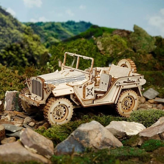 Robotime Modelbouwpakket Army Jeep 18,9 Cm Hout 369-delig 8 Robotime Modelbouwpakket Army Jeep 18,9 Cm Hout 369-delig - Afbeelding 6