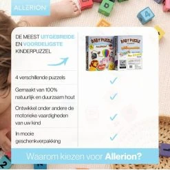 Allerion? Allerion Houten Puzzel Set - 4 Stuks Legpuzzels Vanaf 1 Jaar - STEM Speelgoed - Voertuigen - Boerderij - Dierentuin Fruit -Exporteren puzzels winkel 550x550 504