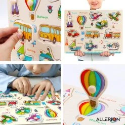 Allerion? Allerion Houten Puzzel Set - 4 Stuks Legpuzzels Vanaf 1 Jaar - STEM Speelgoed - Voertuigen - Boerderij - Dierentuin Fruit -Exporteren puzzels winkel 550x550 506
