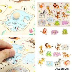 Allerion? Allerion Houten Puzzel Set - 4 Stuks Legpuzzels Vanaf 1 Jaar - STEM Speelgoed - Voertuigen - Boerderij - Dierentuin Fruit -Exporteren puzzels winkel 550x550 507