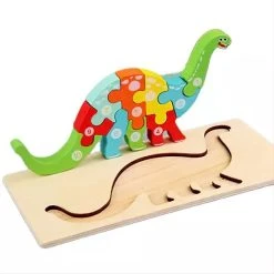 Merkloos Kinderpuzzel - Hout - 10 Stukjes - Dinosaurus - Schoencadeautje Sinterklaas -Exporteren puzzels winkel 550x550 550