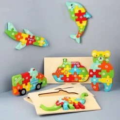 Merkloos Kinderpuzzel - Hout - 10 Stukjes - Dinosaurus - Schoencadeautje Sinterklaas -Exporteren puzzels winkel 550x550 551
