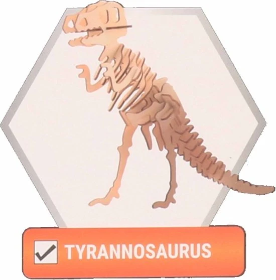 Merkloos Houten 3D Dinosaurus Puzzel, 4 Assorti 7 Merkloos Houten 3D Dinosaurus Puzzel, 4 Assorti - Afbeelding 5