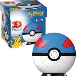Ravensburger 3D Puzzel Pok Mon Pok Ball Blauw/Wit - 54 Stukjes