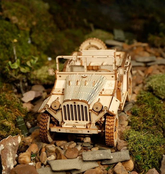Robotime Modelbouwpakket Army Jeep 18,9 Cm Hout 369-delig 4 Robotime Modelbouwpakket Army Jeep 18,9 Cm Hout 369-delig - Afbeelding 2
