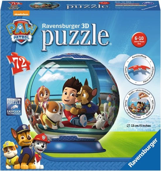 Ravensburger PAW Patrol Puzzleball - 3D Puzzel - 72 Stukjes 6 Ravensburger PAW Patrol Puzzleball - 3D Puzzel - 72 Stukjes - Afbeelding 4