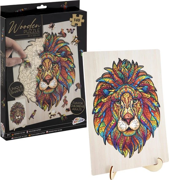 Grafix Houten Puzzel Leeuw | Unieke Puzzelstukjes In Vorm Van Dieren | 140 Puzzelstukjes | Puzzel Voor Kinderen En Volwassenen | Formaat 30 X 22.5 CM | Cadeau Voor Jong En Oud 5 Grafix Houten Puzzel Leeuw | Unieke Puzzelstukjes In Vorm Van Dieren | 140 Puzzelstukjes | Puzzel Voor Kinderen En Volwassenen | Formaat 30 X 22.5 CM | Cadeau Voor Jong En Oud - Afbeelding 3