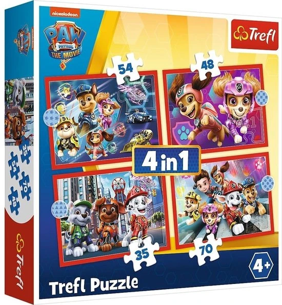 Trefl Paw Patrol 4-in-1 Puzzel - 35/48/54/70 Stukjes 3 Trefl Paw Patrol 4-in-1 Puzzel - 35/48/54/70 Stukjes