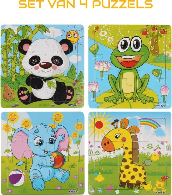Aslan? 4 Houten Puzzels Van 9 Stukjes - Dieren: Panda, Kikker, Olifant En Giraffe - Voor Kinderen Van 1-4 Jaar 8 Aslan? 4 Houten Puzzels Van 9 Stukjes - Dieren: Panda, Kikker, Olifant En Giraffe - Voor Kinderen Van 1-4 Jaar - Afbeelding 6