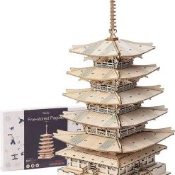 Rolife 3D DIY Houten Puzzel Vijf Verdiepingen Pagode Voor Volwassenen Tieners Model Kits Voor Volwassenen Om Te Bouwen, 275 Stuks -Exporteren puzzels winkel 550x685