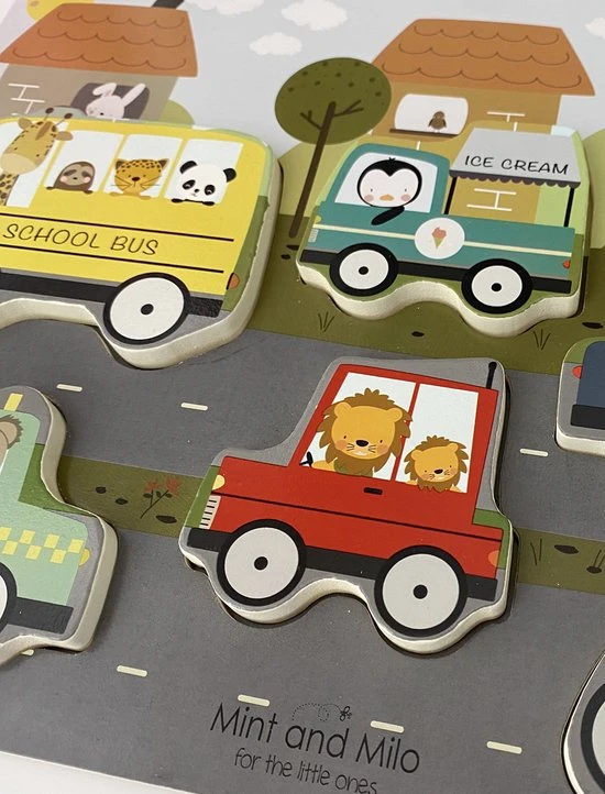 Mint And Milo Houten Voertuigen Puzzel - HOUTEN VOERTUIGEN PUZZEL MET DIEREN - HOUTEN VORMENPUZZEL MET AUTO'S - Houten Auto Puzzel - Houten Puzzel Vanaf 2 Jaar - Educatief Speelgoed - MET EEN GRATIS ABC POSTER KAART ERBIJ 4 Mint And Milo Houten Voertuigen Puzzel - HOUTEN VOERTUIGEN PUZZEL MET DIEREN - HOUTEN VORMENPUZZEL MET AUTO'S - Houten Auto Puzzel - Houten Puzzel Vanaf 2 Jaar - Educatief Speelgoed - MET EEN GRATIS ABC POSTER KAART ERBIJ - Afbeelding 2