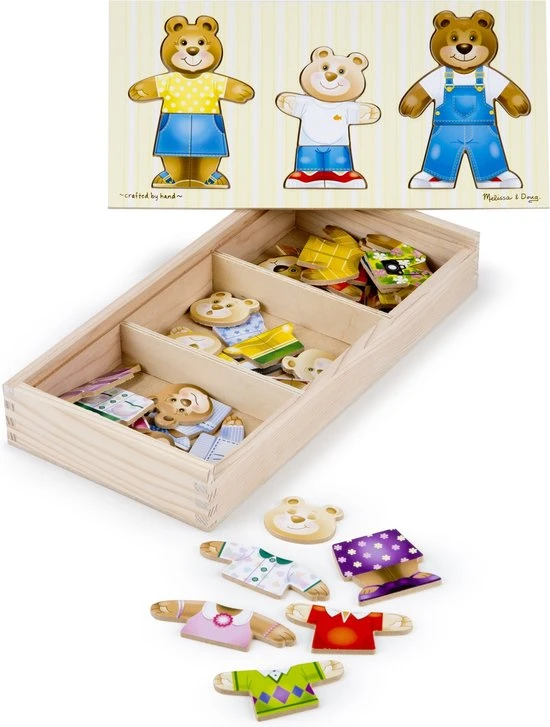 Melissa & Doug Mix 'n Match Houten Berenfamilie Om Aan Te Kleden Met Opslagdoos (45-delig) 3 Melissa & Doug Mix 'n Match Houten Berenfamilie Om Aan Te Kleden Met Opslagdoos (45-delig)