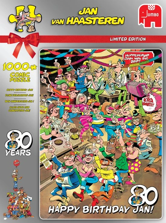 Jan Van Haasteren Fijne Verjaardag Jan! - 80 Jaar - Puzzel 1000 Stukjes - Limited Edition 4 Jan Van Haasteren Fijne Verjaardag Jan! - 80 Jaar - Puzzel 1000 Stukjes - Limited Edition - Afbeelding 2