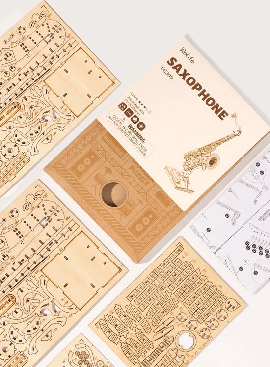 Robotime 3D Houten Puzzel Muziekinstrument Saxophone, TG309, 8,5x7x23cm - 6946785116793 7 Robotime 3D Houten Puzzel Muziekinstrument Saxophone, TG309, 8,5x7x23cm - 6946785116793 - Afbeelding 5