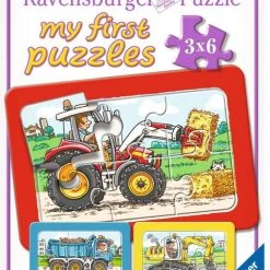 Ravensburger Graafmachine, Tractor En Kiepauto- My First Puzzels -3x6 Stukjes - Kinderpuzzel