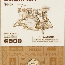 Robotime 3D Houtenpuzzel Muziekinstrument Drumstel, TG409, 19x13,5x11cm - 6946785116816 -Exporteren puzzels winkel 550x806