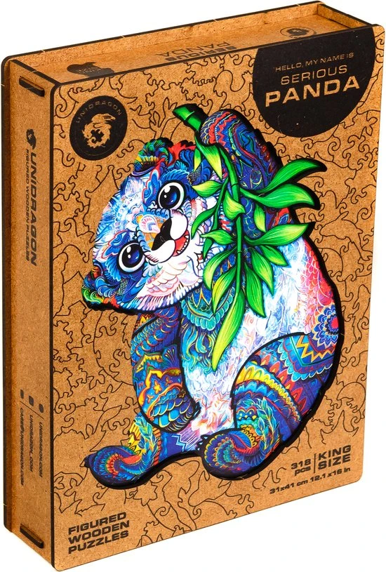 UNIDRAGON Houten Puzzel Dier - Serieuze Panda - 318 Stukjes - King Size 31x41 Cm 5 UNIDRAGON Houten Puzzel Dier - Serieuze Panda - 318 Stukjes - King Size 31x41 Cm - Afbeelding 3