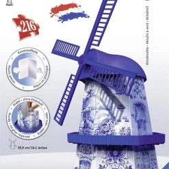 Ravensburger Windmolen Delftsblauw - 3D Puzzel Gebouw - 216 Stukjes