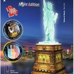 Ravensburger Statue Of Liberty Night Edition- 3D Puzzel Gebouw - 108 Stukjes -Exporteren puzzels winkel 550x838 1